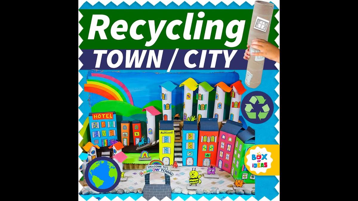 'Video thumbnail for How to Make a Rainbow Town Recycled City Craft Project for Kids | Box of Ideas'